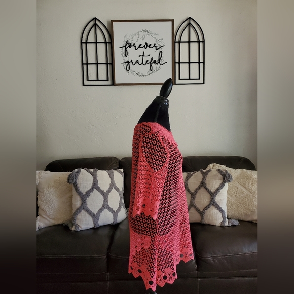 Simply Irresistible Hot Pink Crochet Swim-Beach-Pool Cover Up Size L Classic - Picture 12 of 13